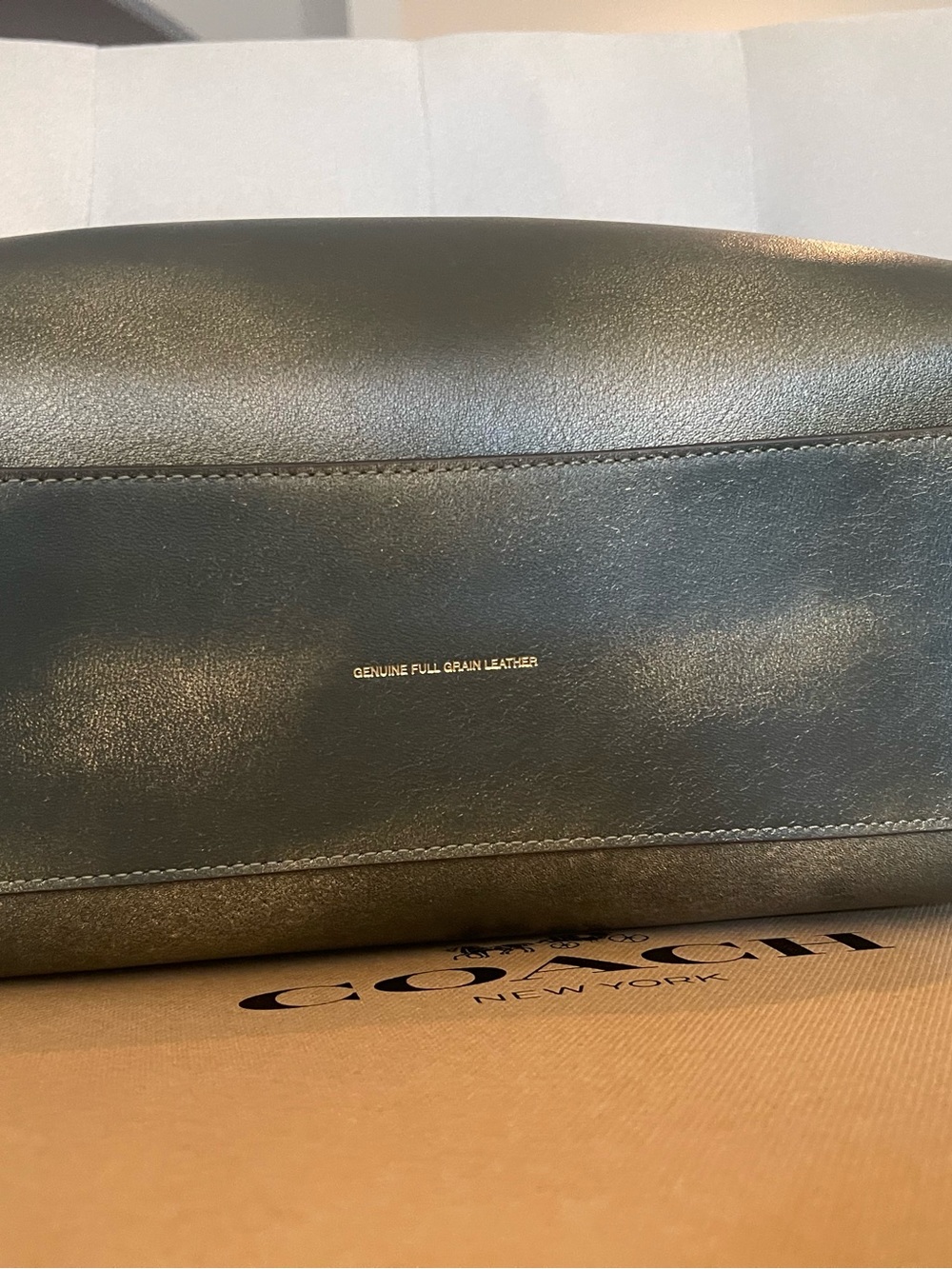 Coach Loved Leather Rogue 31 Brass/Green Rub-Off Soft Full Grain Leather NWT - Picture 12 of 16